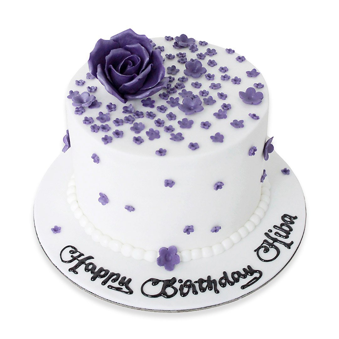 Purple Flowers Vanilla Wedding Cake - Gourmet Desserts | NJ Local Bakery